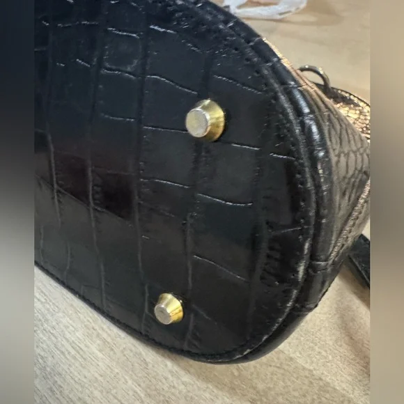 Saks Fifth Avenue Black Croc-Embossed top grain calf leather Crossbody Bag - Picture 7 of 14